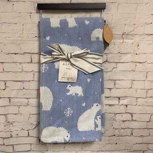 NEW Baby Blanket Blue White Polar Bear Theme Snowflakes Baby Gift | Aspen Baby